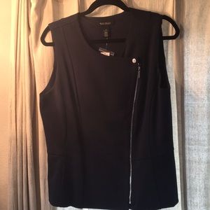 White House Black Market Navy Zipper Vest
